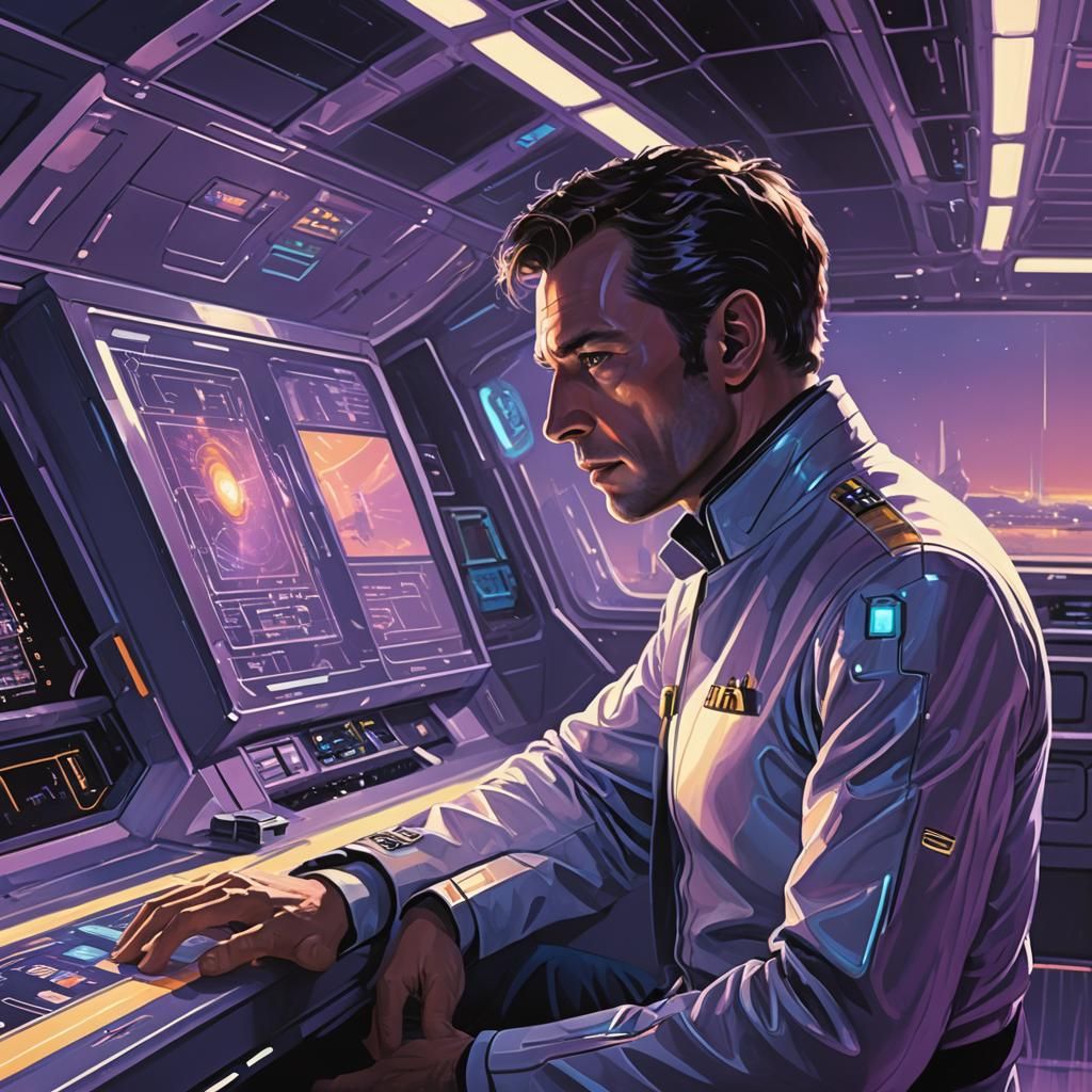 Data on the Bridge: A Sci-Fi Digital Painting