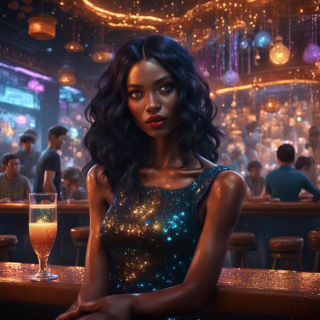 Glamorous Woman in Seedy Bar: Matte Painting