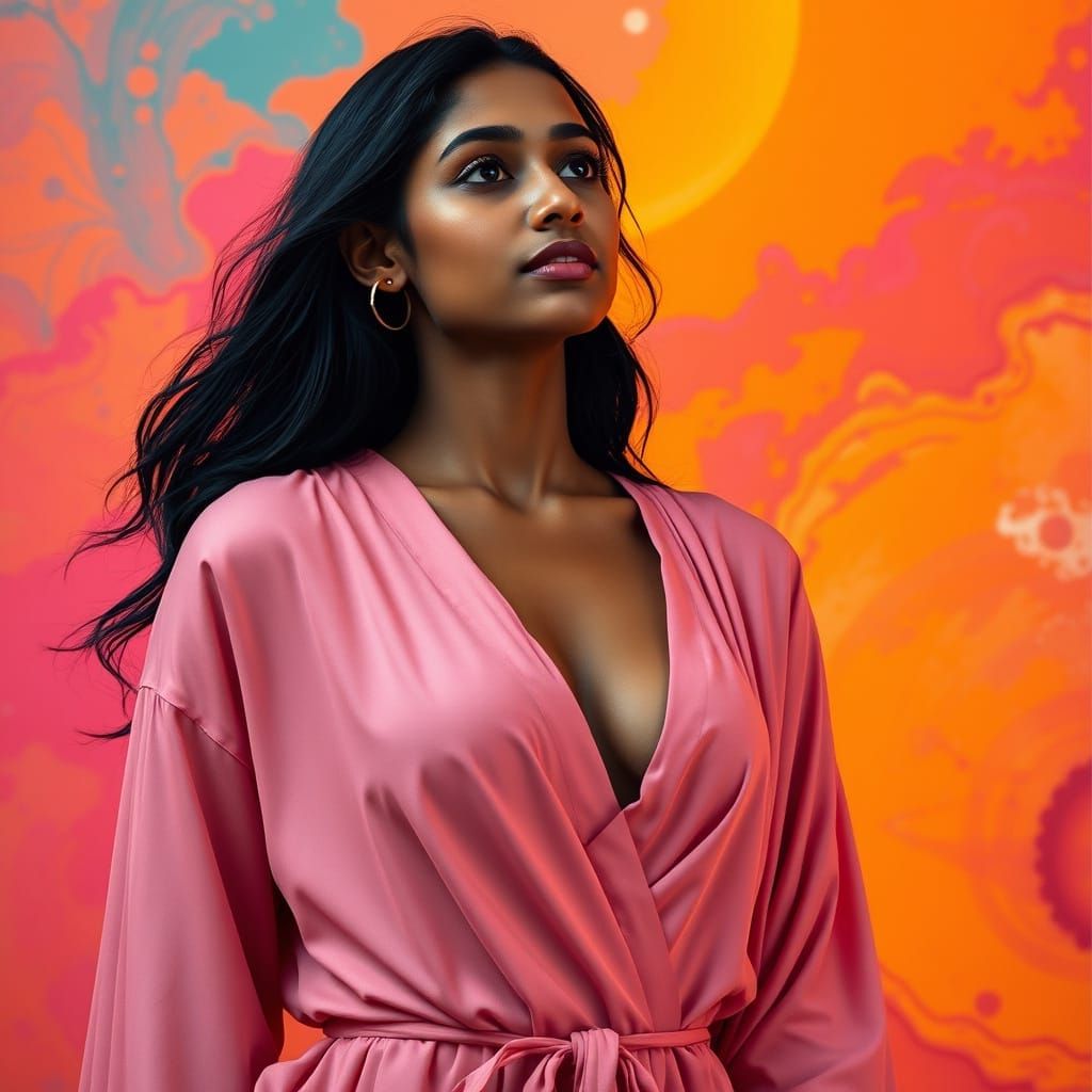 Serene Chennai Woman in Dreamy Sunset Portrait