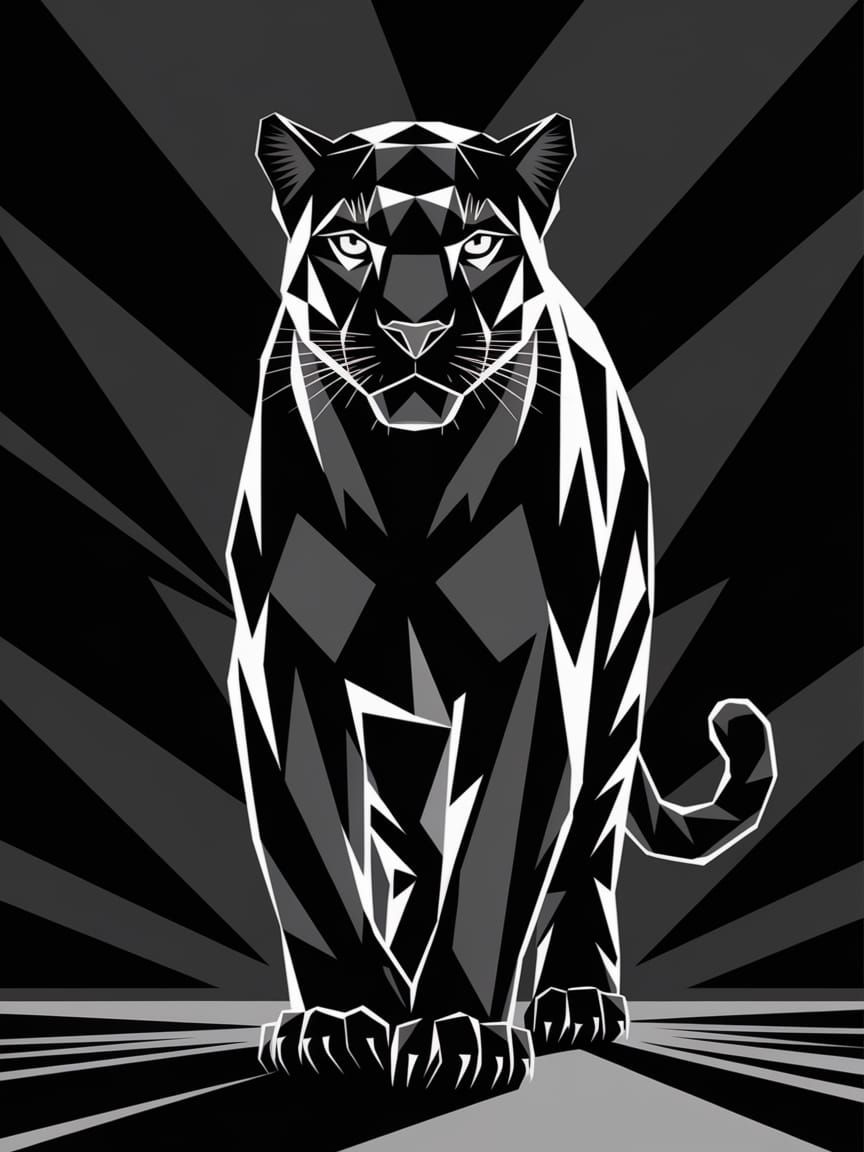 Geometric Black Panther Illustration in Powerful Style