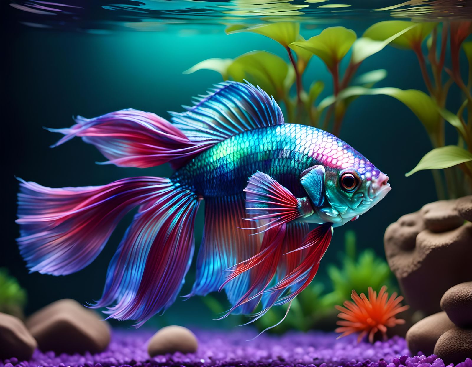 Iridescent Crystal Betta Fish in High Definition