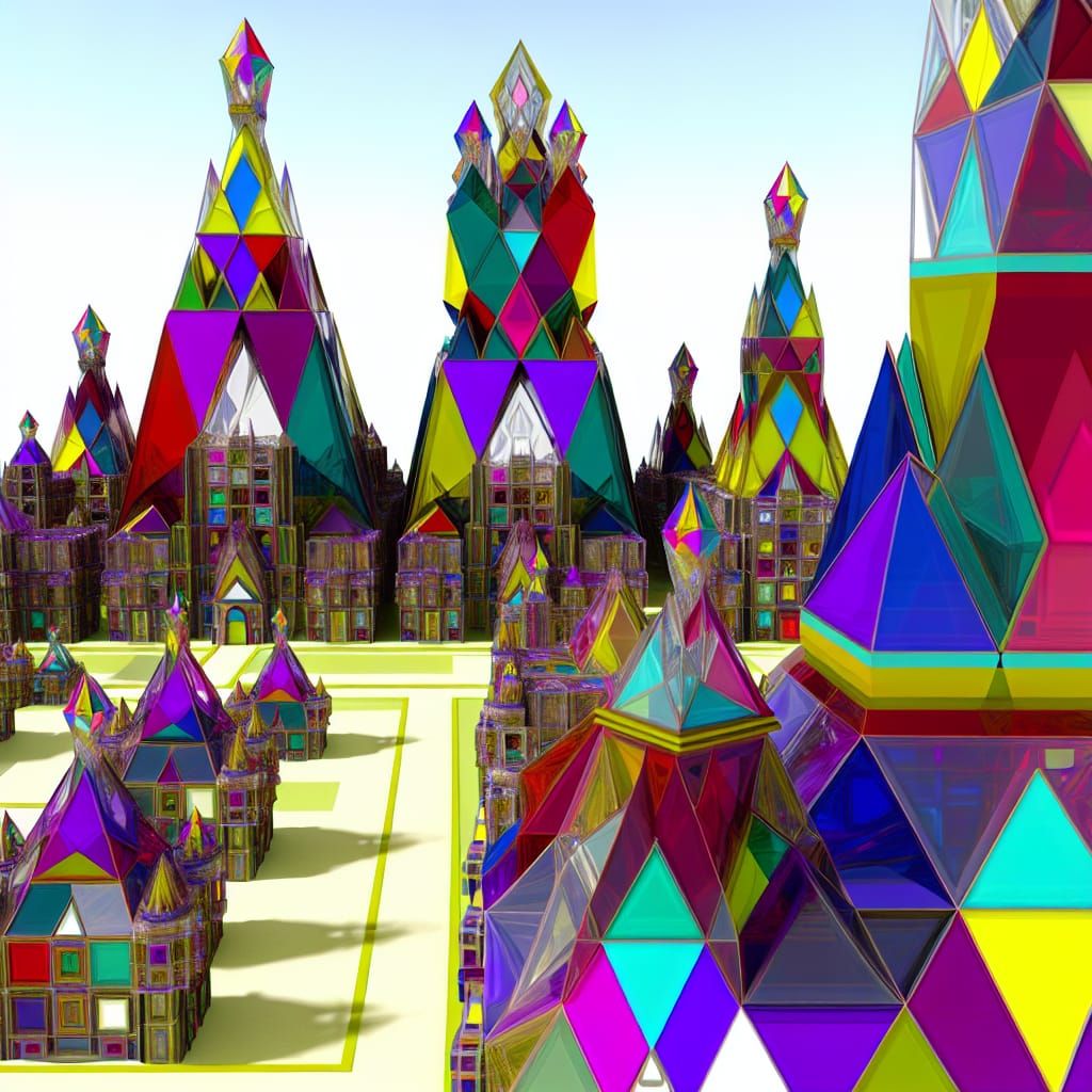 Geometric Crystal Kingdom in Vivid Colors