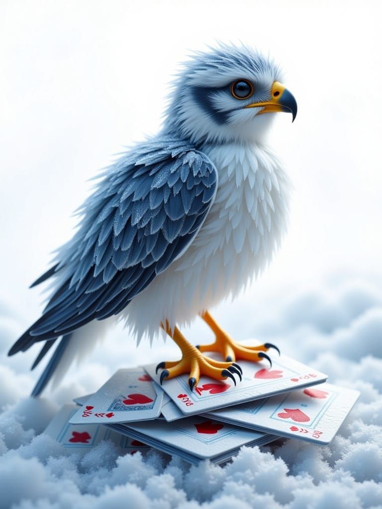 Icy Baby Hawk in Hyperrealistic Splash Art Style