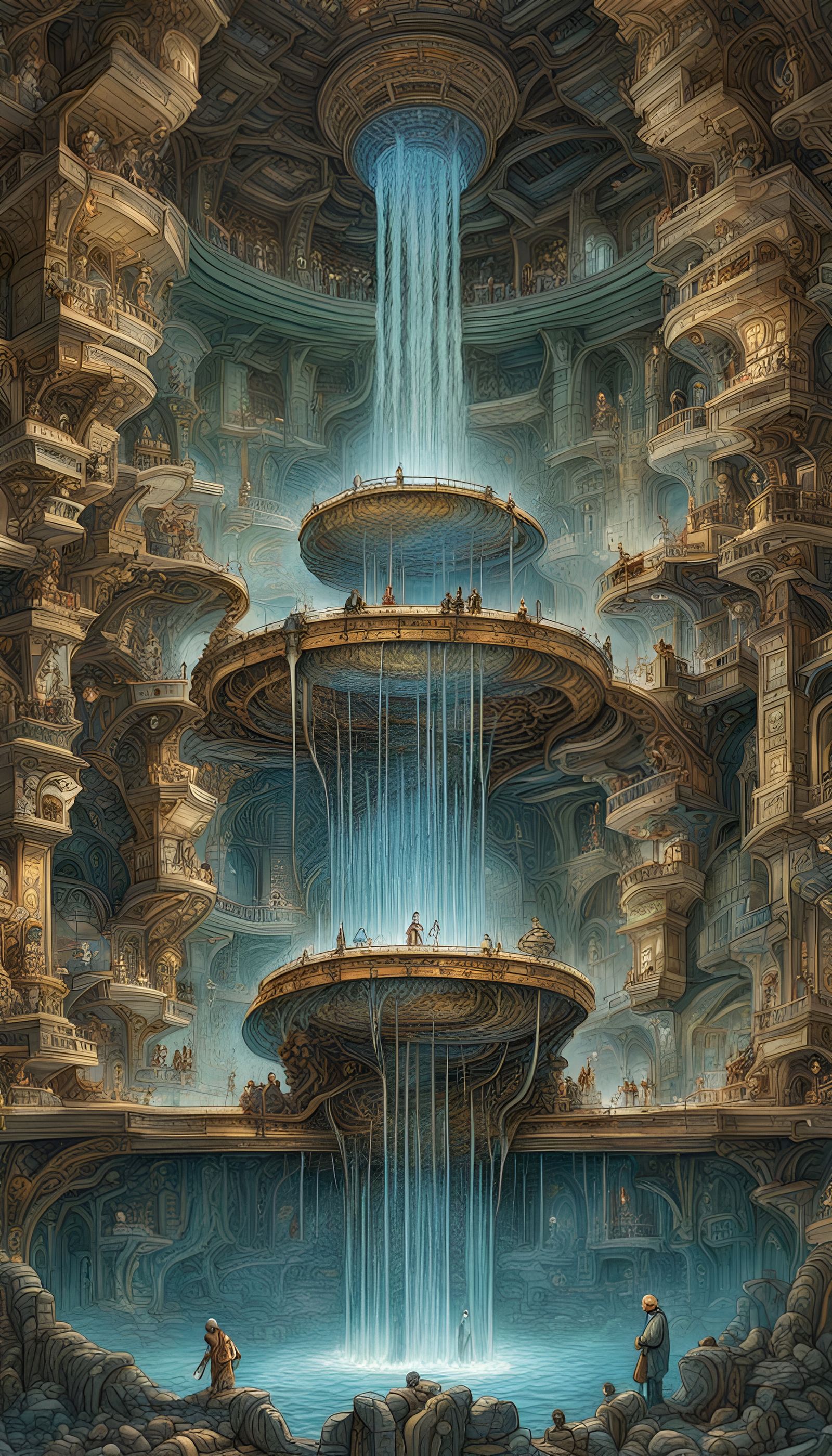 Maximalist Subterranean Fountain: Detailed Sci-Fi Concept Ar...