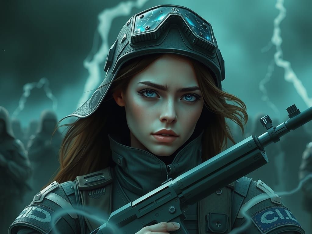 Weeping Android Soldier in a Storm