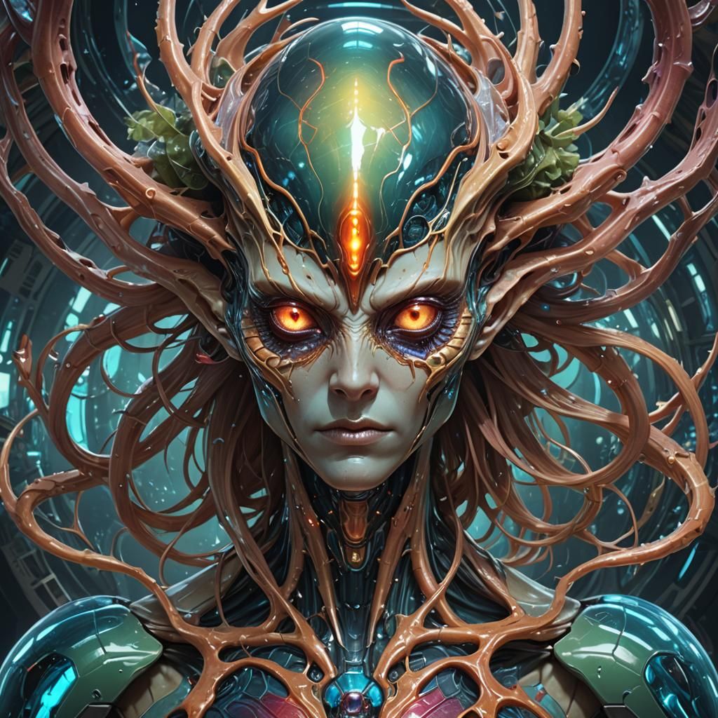 Translucent Alien Creature Portrait in Digital Art Style