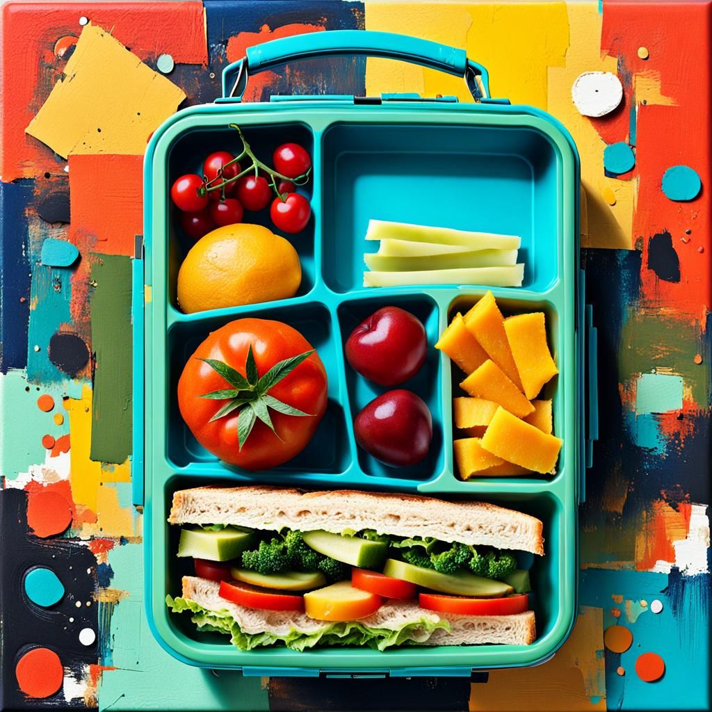 Abstract Lunchbox Art in Complementary Colors