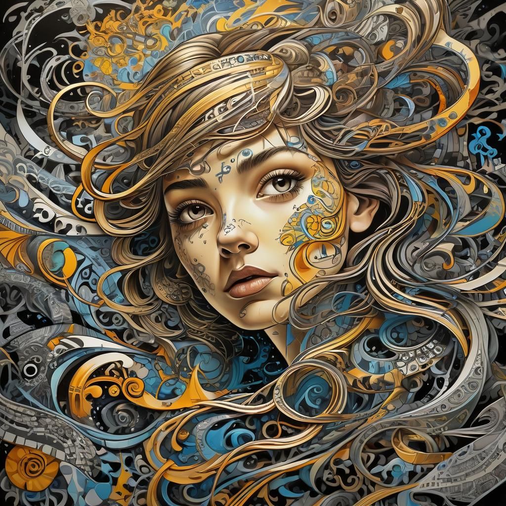 Recursive Graffiti Loop in Surreal M.C. Escher Style