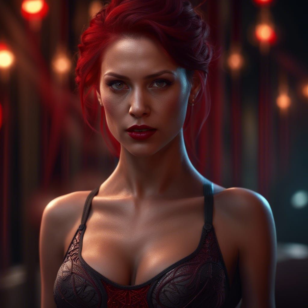 Beautiful Woman with Red Eyes in Fantasy Art