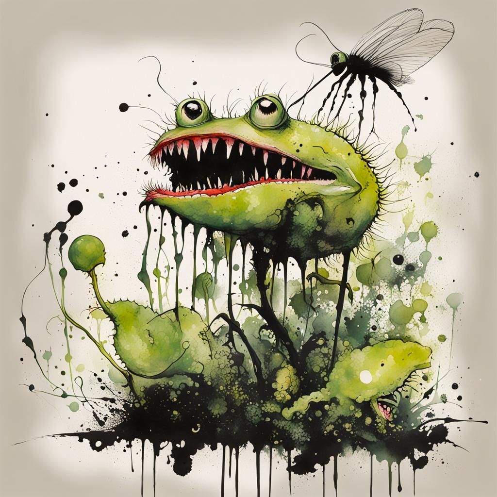 Venus Flytrap in Ralph Steadman Style
