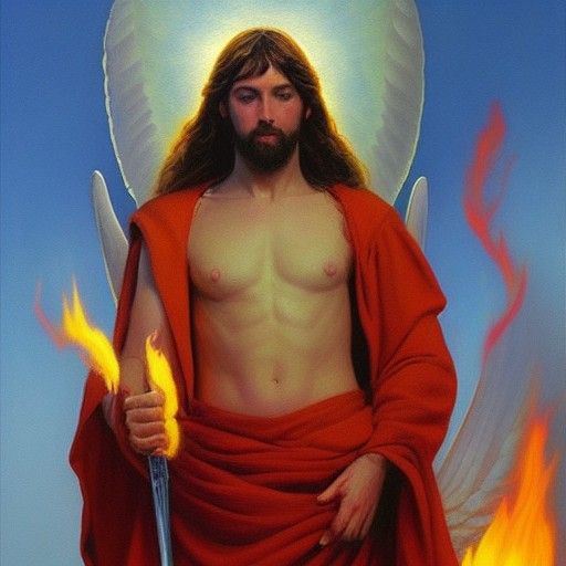 Archangel Uriel: Divine Flame in Oil Painting Style