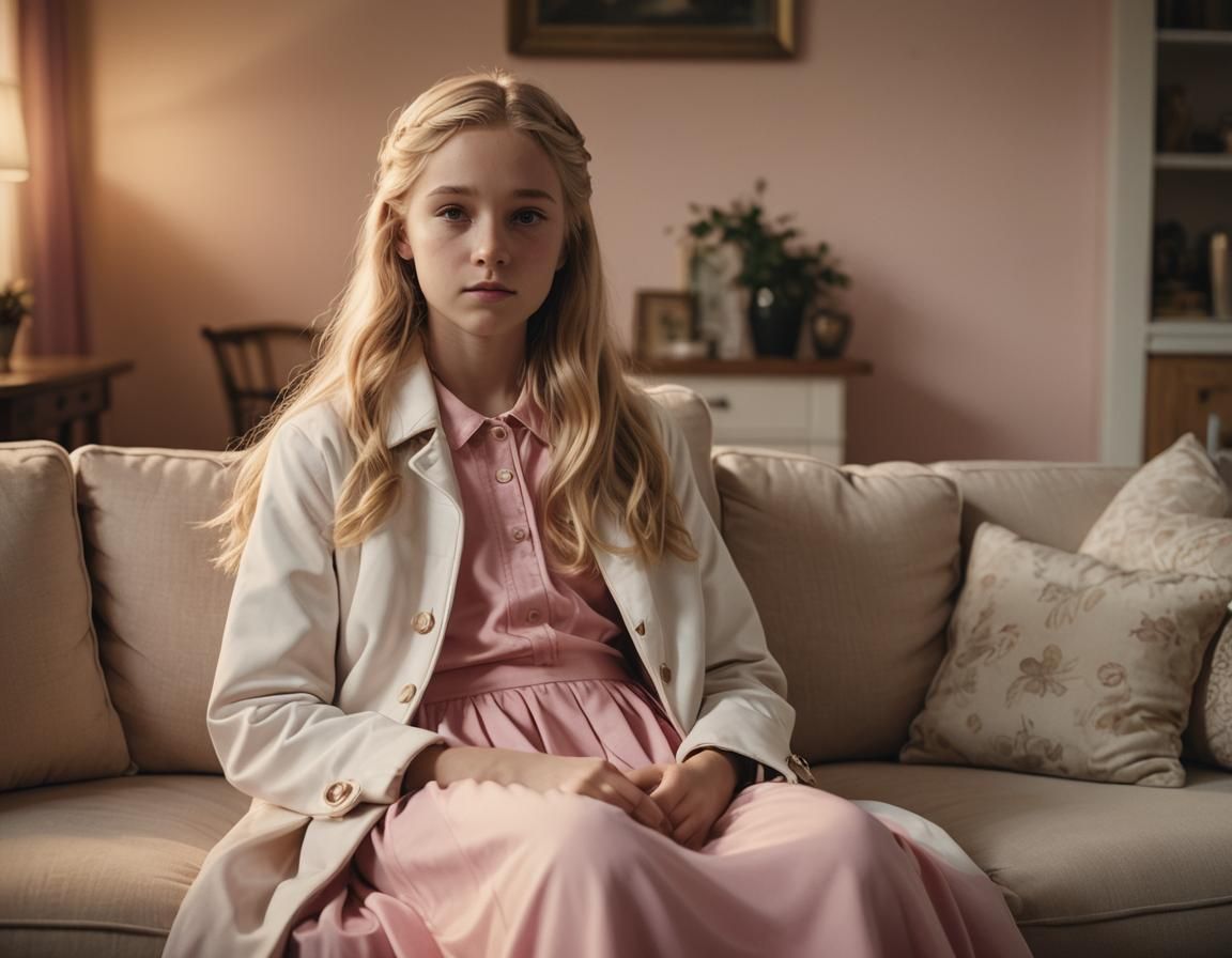 Girl in Pink Dress: Cinematic Anime Film Still