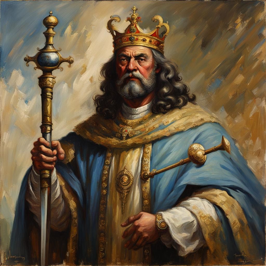 Majestic King with Sword and Scepter