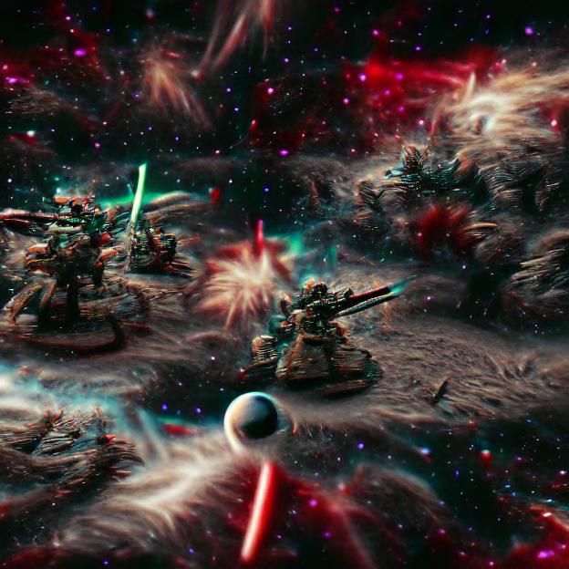Epic Space War Scene with Energy Blasts