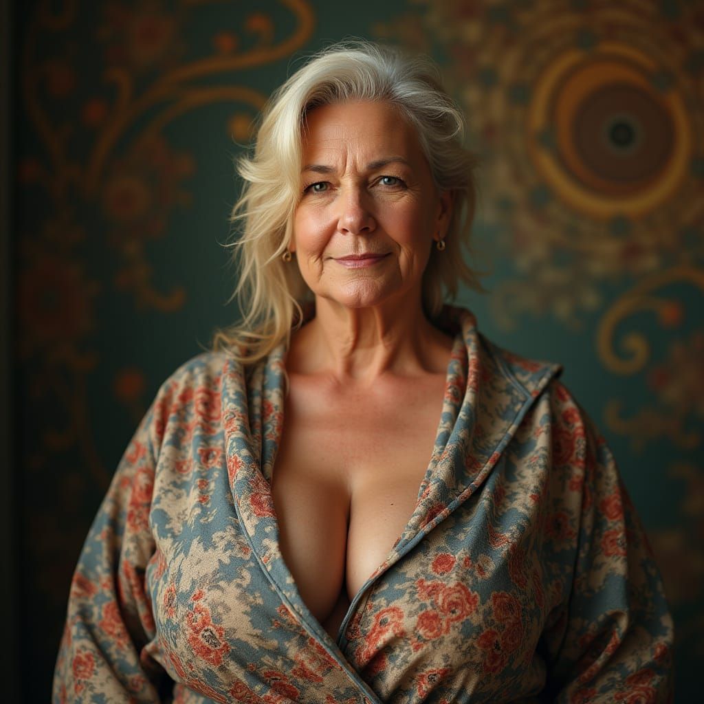 Elegant Mature Woman in Dreamlike Landscape