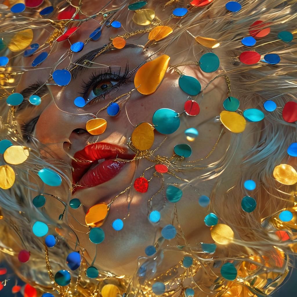 Dramatic Portrait with Gold Jewelry in Baroque Style