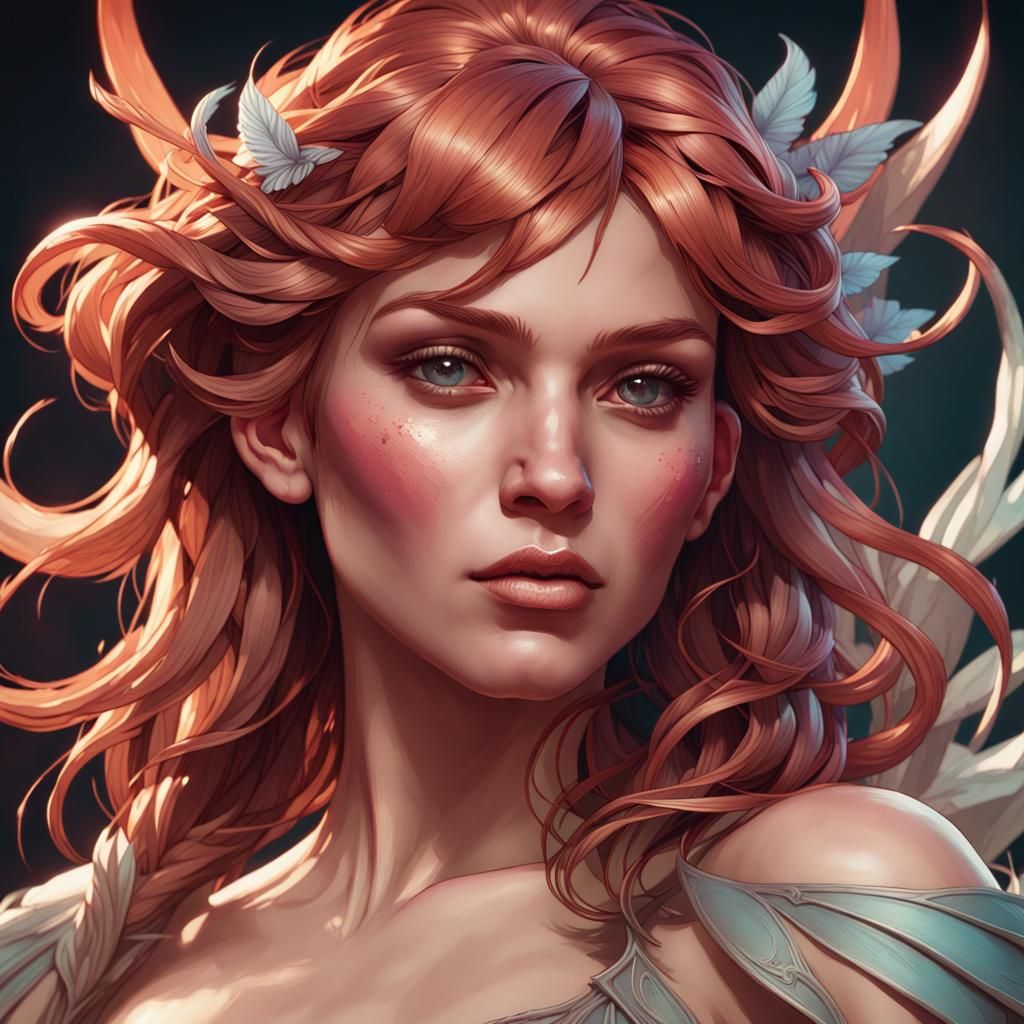 Lilith Portrait in Hyperdetailed Art Nouveau Style