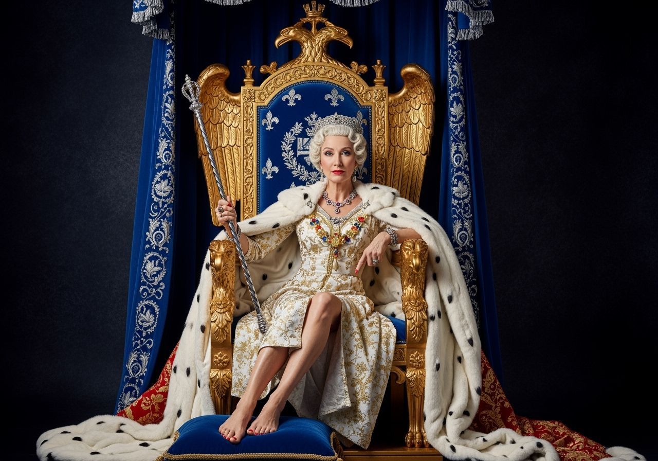 French Empress on Golden Eagle Throne, Professional Photogra...