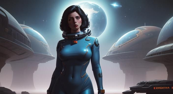 Cosmonaut on Alien Planet in Retro-Futuristic Style