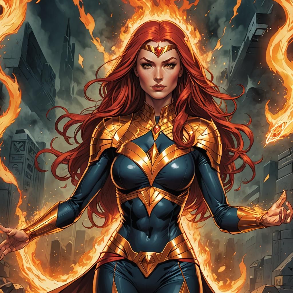 Jean Grey Mistress of Fire Egyptian Comic Art