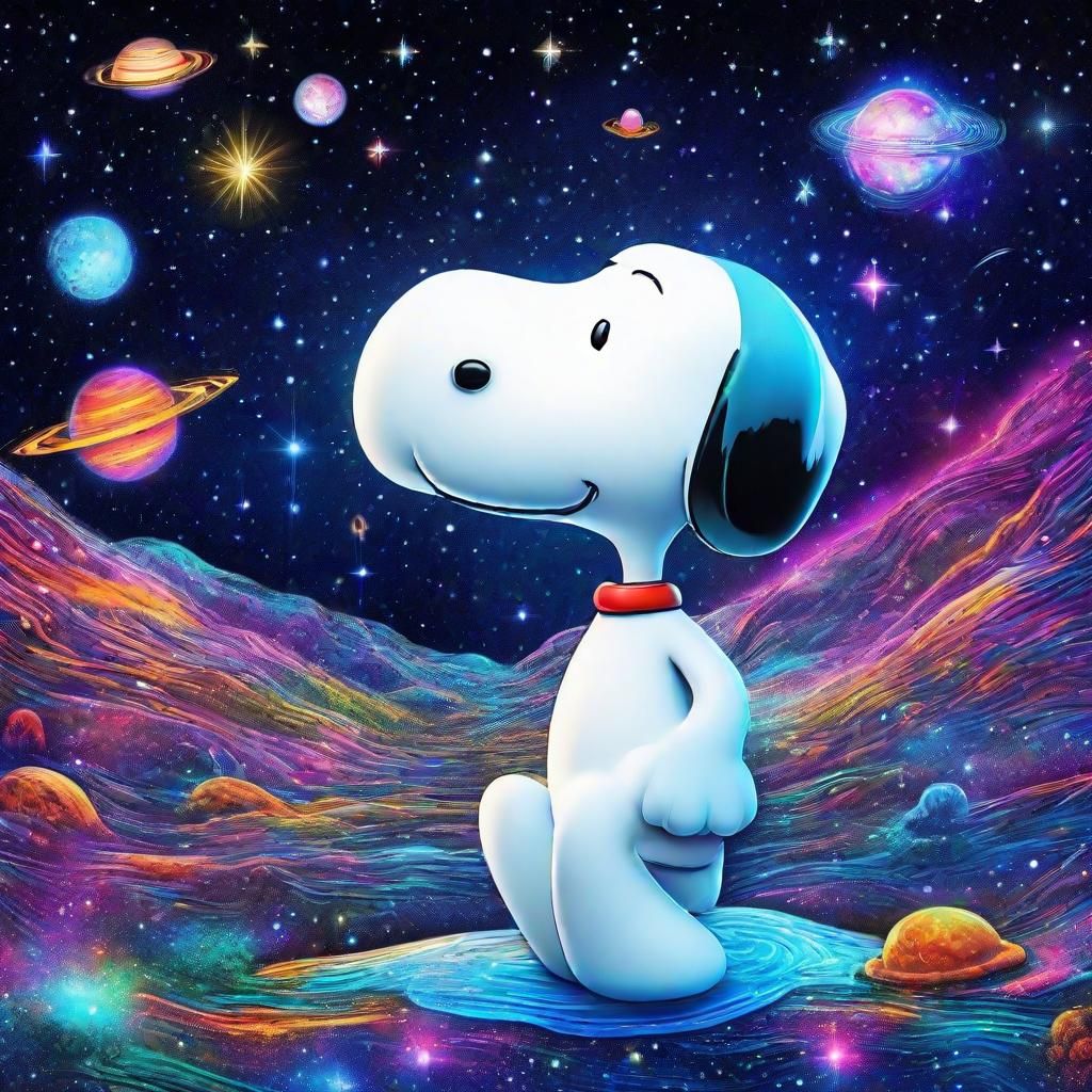 Cosmic Snoopy: Holographic Astral Illustration