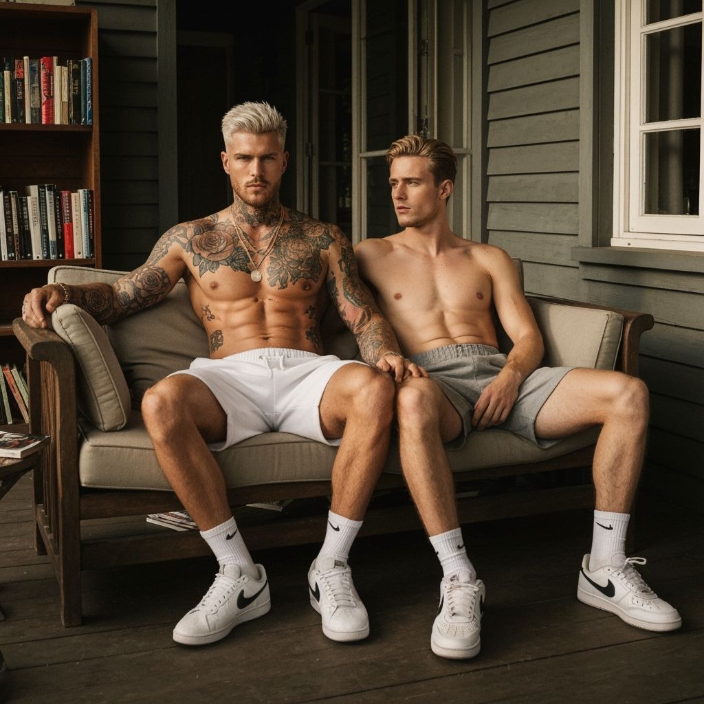 Intimate Veranda Scene: Two Men in Warm Afternoon Light