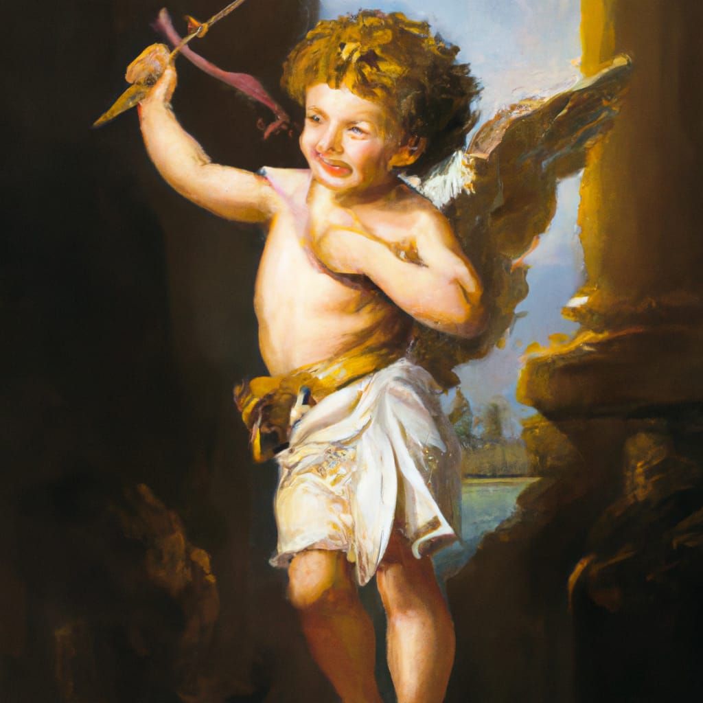 Cupid in Oil Painting Style