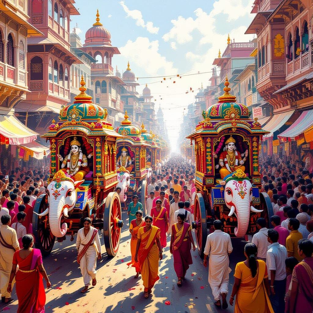 Rath Yatra Festival: Vibrant Chariots Pulled by Devotees