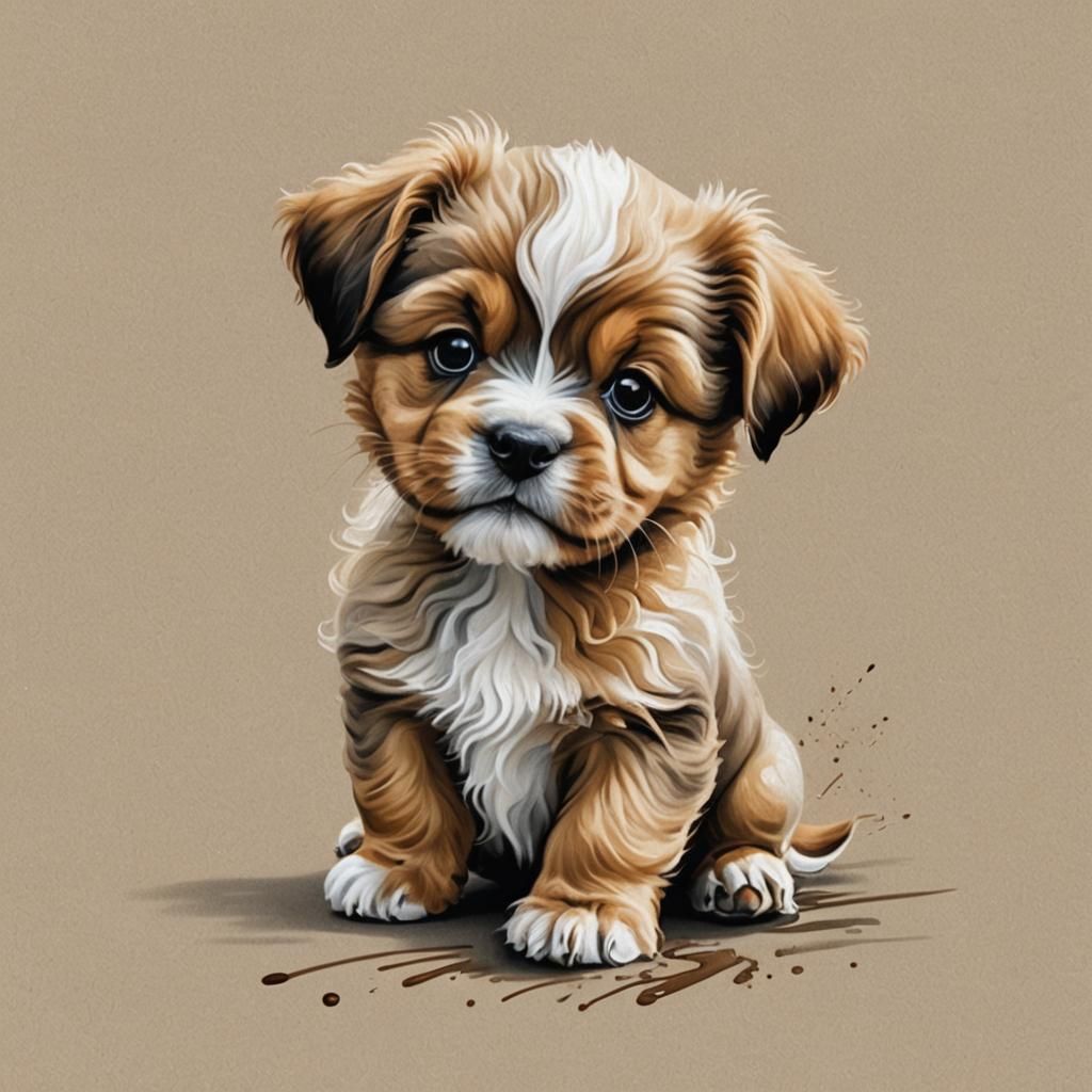 Airbrush Art: Adorable Puppy Portrait