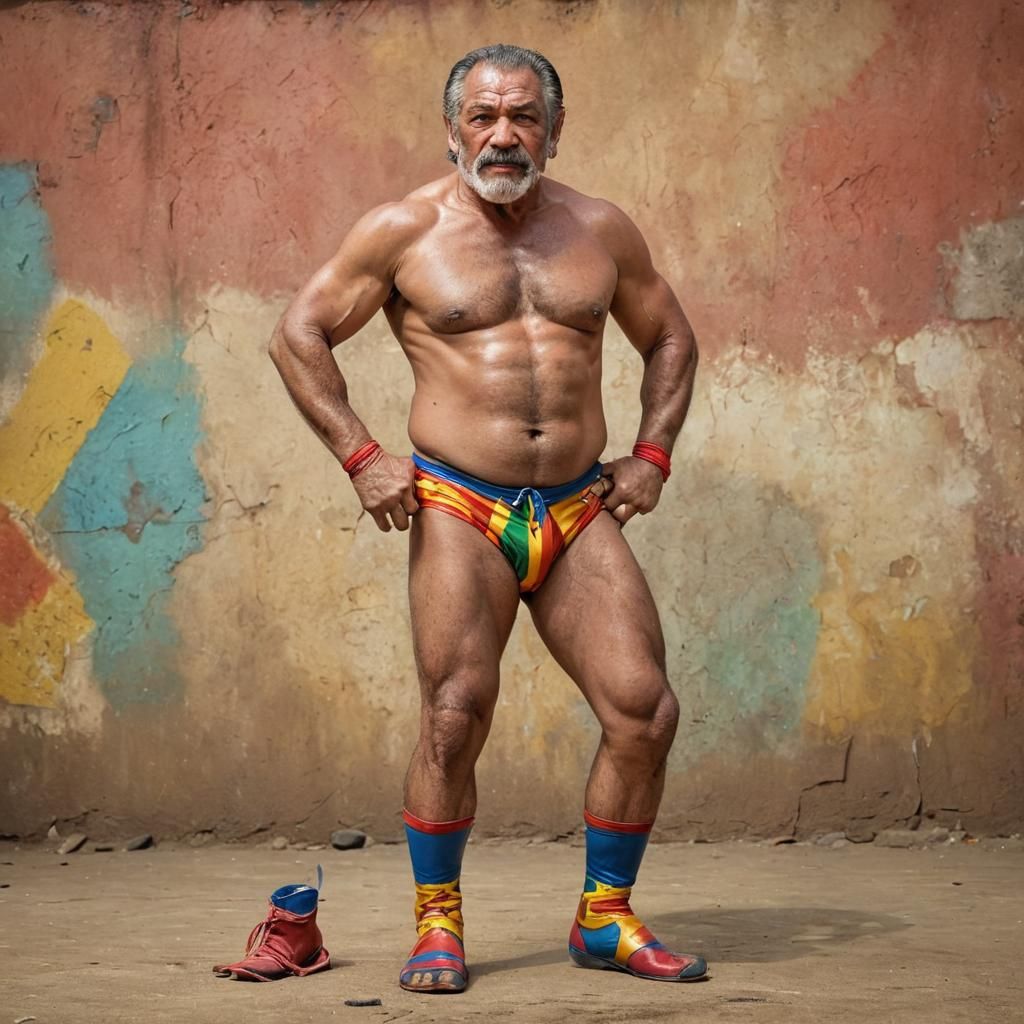 Triumphant Nicaraguan Wrestler in Vibrant Oil Painting