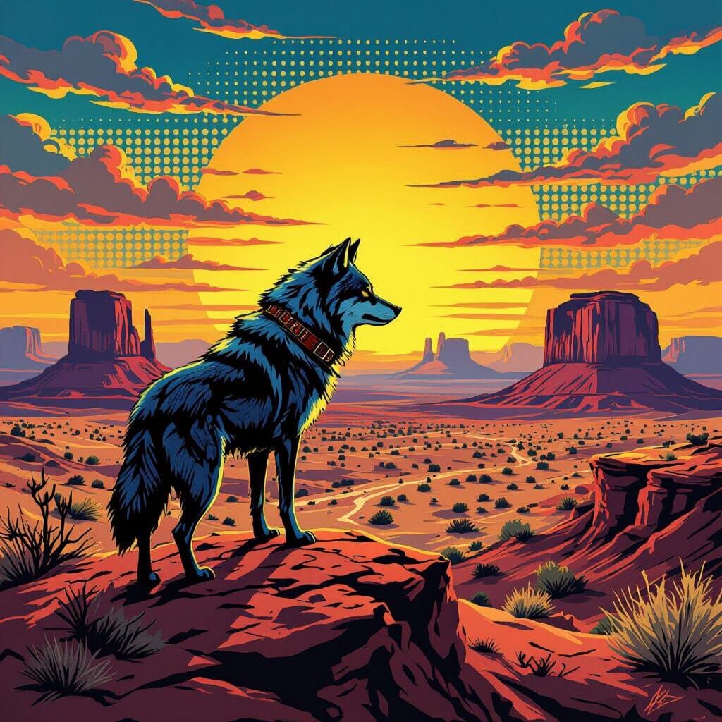 Wolf on a Mesa: Pop Art Meets Realism