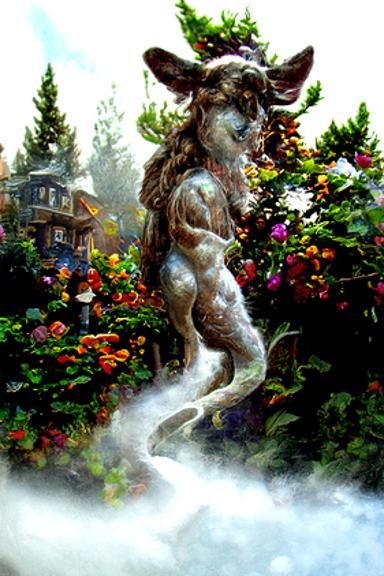 Ethereal Satyr in Misty Fantasy Landscape