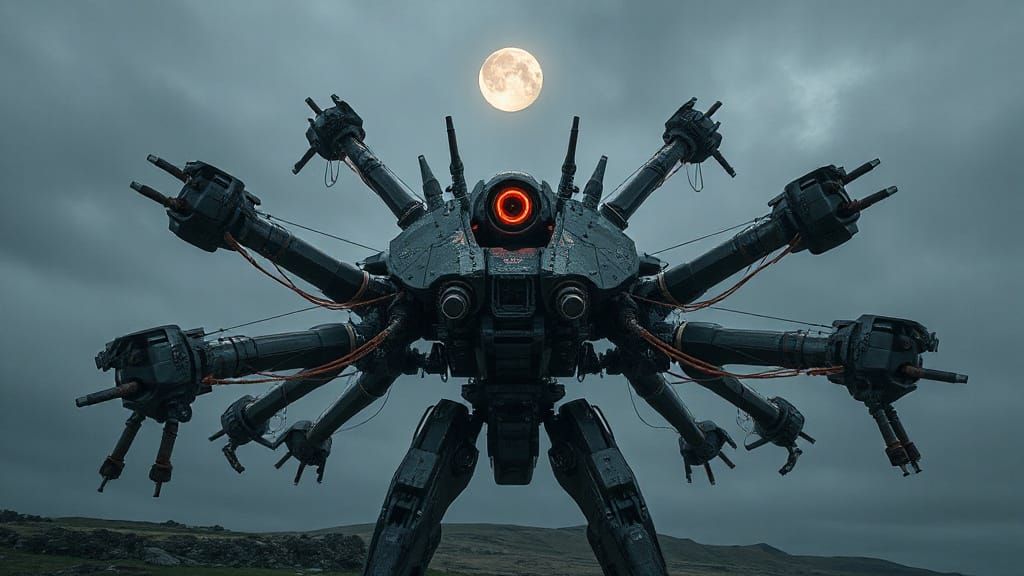 Cyberpunk Sheva: Six-Armed Robotic Goddess