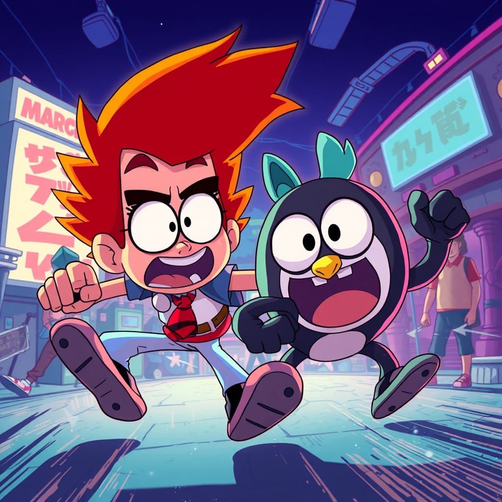 Mordecai and Rigby in Anime Manga Style