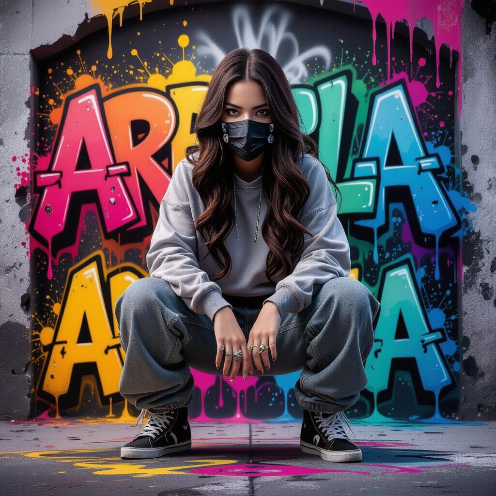 Petite B-Girl in Graffiti Art Style