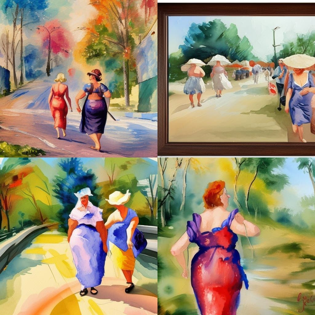 Impressionist Gouache Painting of a Curvy Woman