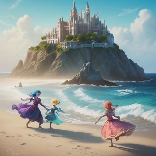 Whimsical Family Beach Day in Fantasy Style