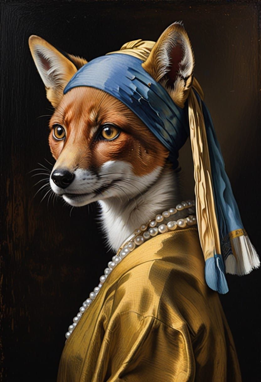 Anthropomorphic Fox Girl with Pearl Earring in Dutch Master ...