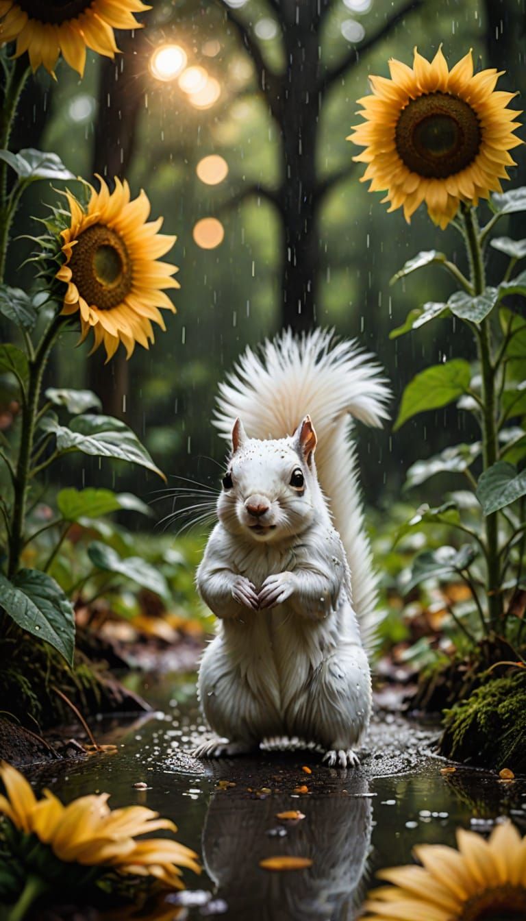 Whimsical Forest Encounter in Hyper-Realistic Wildlife Photo...