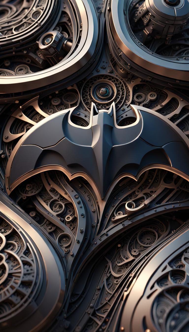 Abstract Batman Symbol with Fractal and Sci-Fi Elements