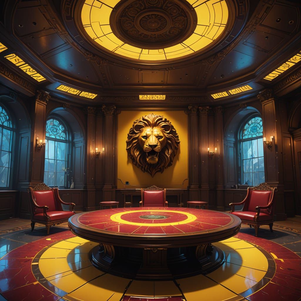 Conceptual Council Chamber with Glowing Table