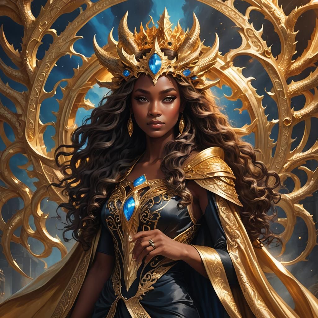 Woman with Dragon in Digital Art Style