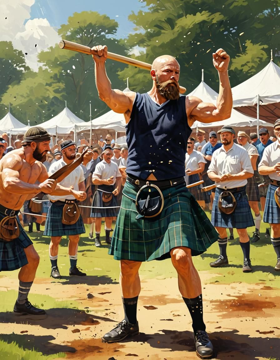Highland Games Caber Toss in Neil Shawcross Style