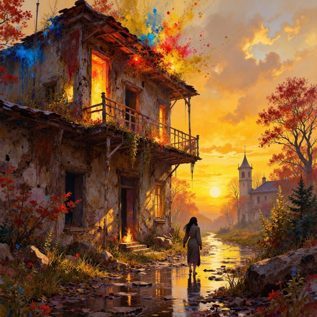 <lora:SeedreamFlux2:1.0> Lost places reconstructed in sunris...