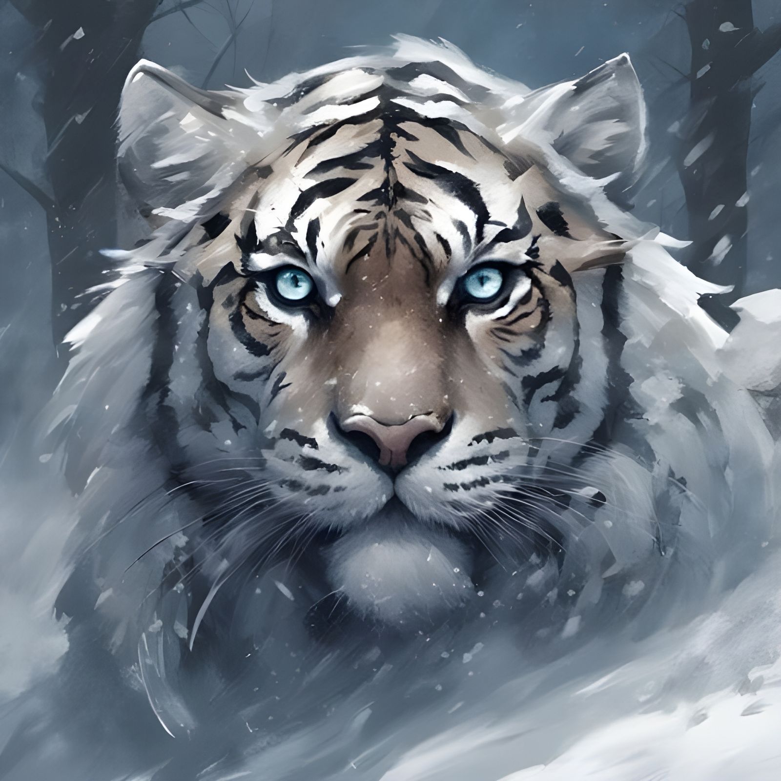 Gothic Snow Tiger Masterpiece in Royo Style