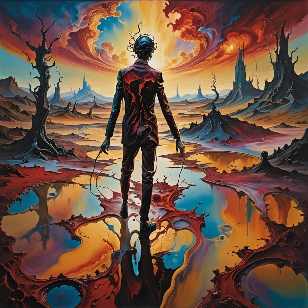 Surreal Melting Landscape in Oil Paint Style