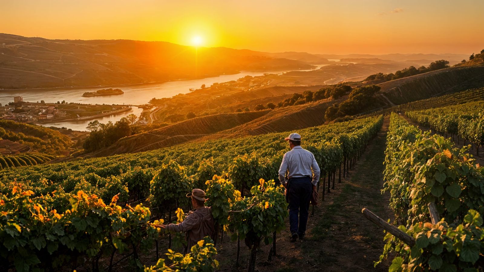 Portuguese Vineyard at Sunset