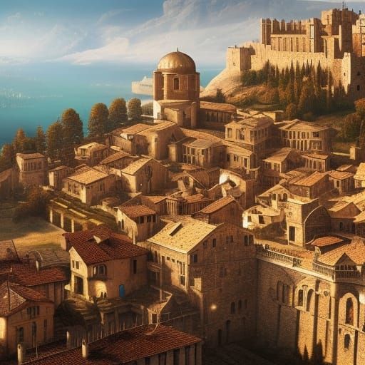 A medieval Byzantine city on the coast