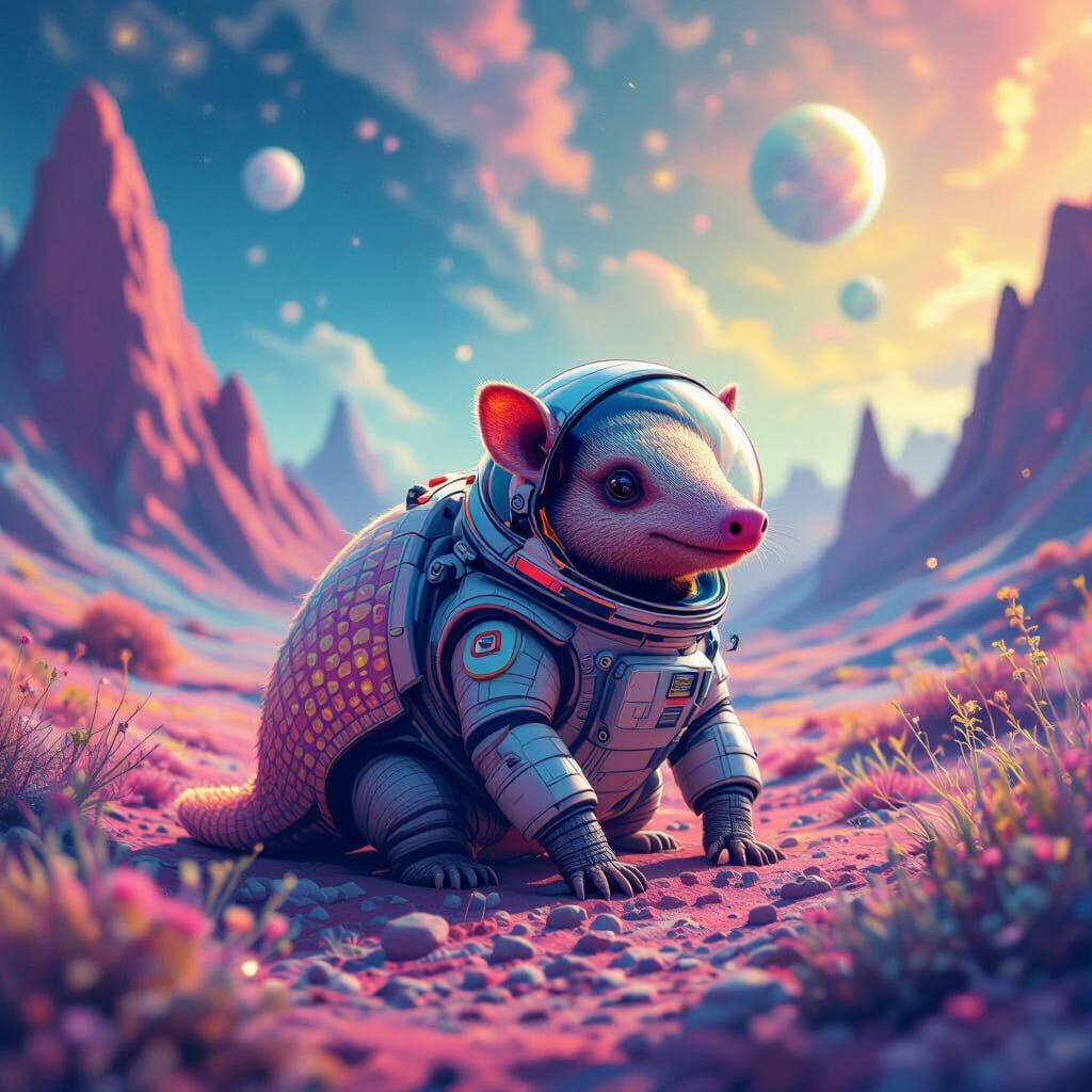 Astral Armadillo in Triadic Colors Digital Art Panorama