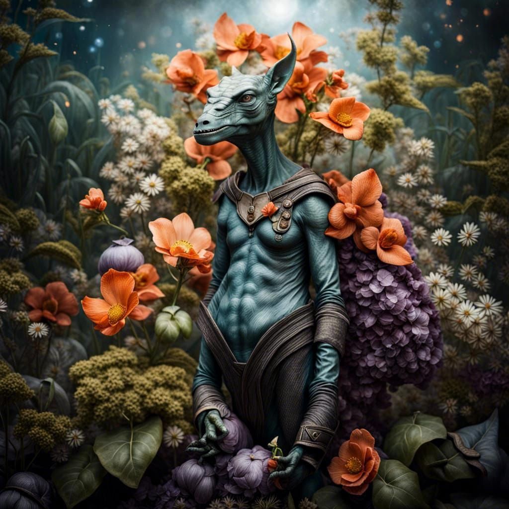 Surreal Alien Celebration in Restaurant, Detailed Painting